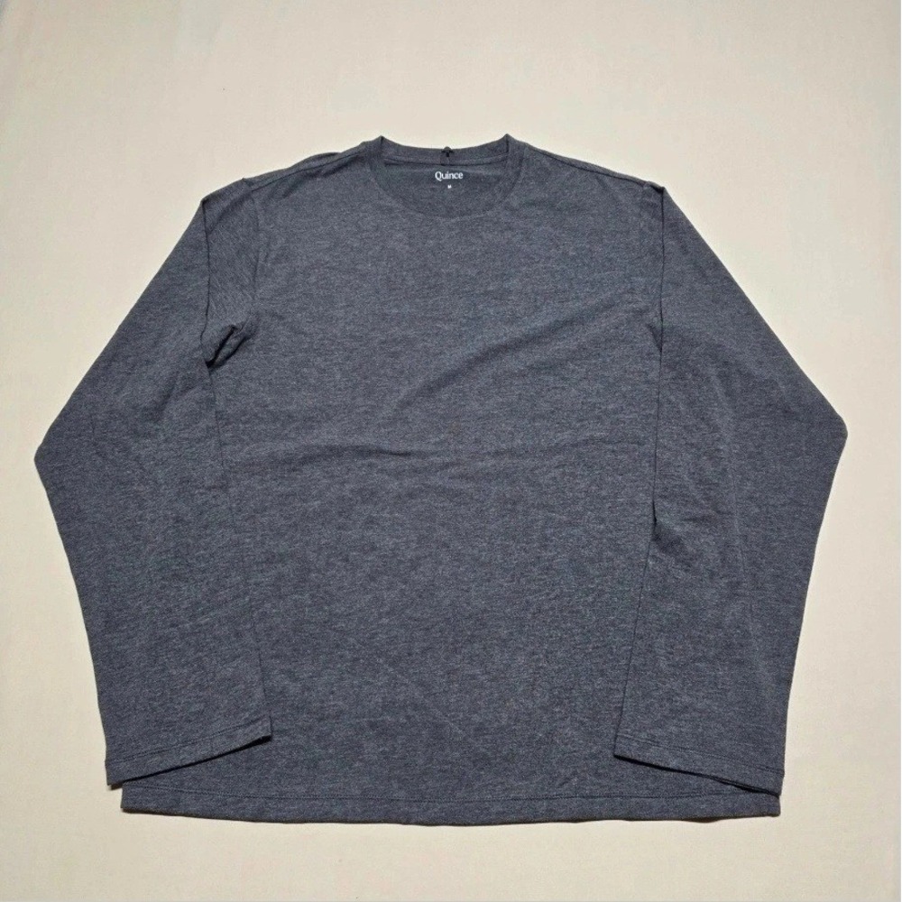 Quince Mens Medium Long Sleeve Crew Neck T-Shirt Gray Heather Pullover Reg Fit